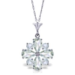 14k White Gold Aquamarine Flower Necklace