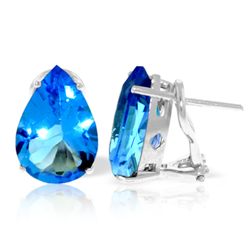 10.00ct Blue Topaz Teardrop Earrings in 14k WGITE GOLD
