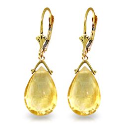 14k Yellow Gold 10.20ct Citrine Drop Earrings