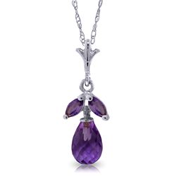 14K W. GOLD 1.50ct BRIOLETTE AMETHYST NECKLACE