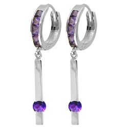 14K White Gold .80ct & .55ct Amethyst Dangle Earring