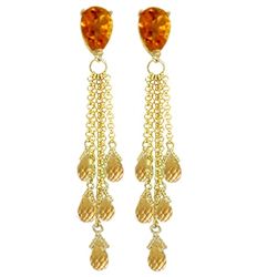 14k YELLOW GOLD 3.50ct & 12.00ct Citrine Drop Earrings