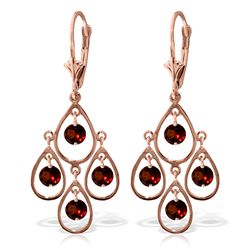 14k ROSE GOLD 2.40ct ROUND Garnet Chandelier Earrings