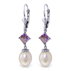14k Solid Gold 1.50ct Amethyst & Pearl Earrings