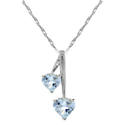 .90ct & .50ct Aquamarine Hearts Necklace in 14k WG