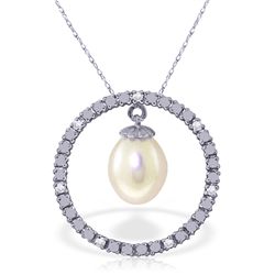 14k Solid Gold Freshwater Pearl & Diamond Necklace