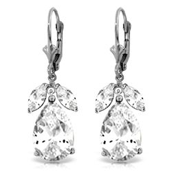 14K White Gold 12.0ct & 1.0ct White Topaz Earring