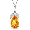 Image 1 : 14k Solid Gold 6.0ct Citrine & White Topaz Necklace