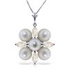 Image 1 : 14k Solid Gold Clustered Pearls & White Topaz Necklace