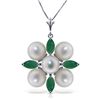 Image 1 : 14k Solid Gold 1.30ct Emerald & Pearl Necklace