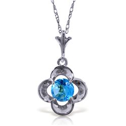14k Solid Gold 0.55ct Blue Topaz Flower Necklace