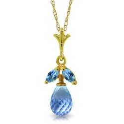 14k Solid Gold Blue Topaz Petite Necklace