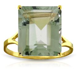 14k Solid Gold 6.50ct Green Amethyst Ring