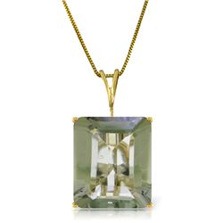 14k Solid Gold 6.50ct Green Amethyst Necklace