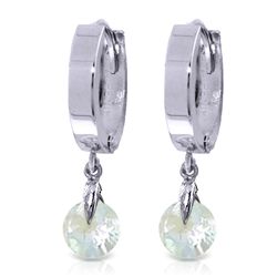 14K White Gold 1.30ct Aquamarine Hoop Earring