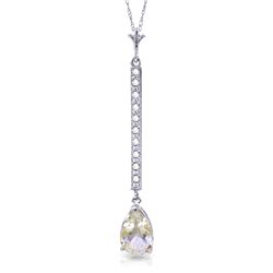 14k Solid Gold 1.75ct White Topaz & Diamond Necklace