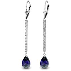 14k Solid Gold 3.50ct Sapphire & Diamond Earrings