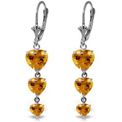 14k Solid Gold Citrine Heart Dangle Earrings