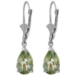 14k White Gold 2.50ct Green Amethyst Drop Earrings