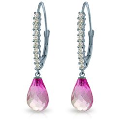 14k Solid Gold Pink Topaz & Diamond Earrings