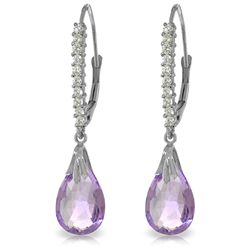 14k Solid Gold 6.0ct Amethyst & Diamonds Earrings