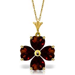 14k YG 3.80ct Garnet Clustered Heart Necklace