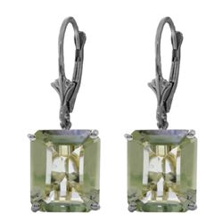 14k White Gold 13.0ct Green Amethyst Dangle Earrings