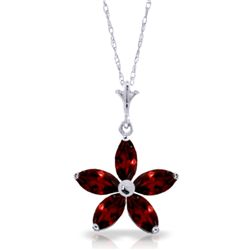 14k Solid Gold 1.40ct Garnet Flower Necklace