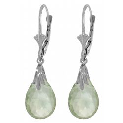 14K WG 6.00ct GREEN AMETHYST LEVERBACK EARRING
