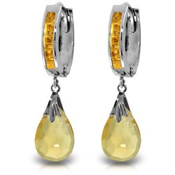 14K White Gold 6.0ct & .85ct Citrine Hoop Earring