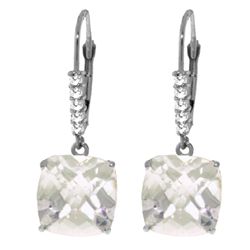 14k WG Diamond & 7.20ct White Topaz Earrings