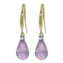 4.50ct Amethyst Fish Hook Earrings in 14k Yellow Gold