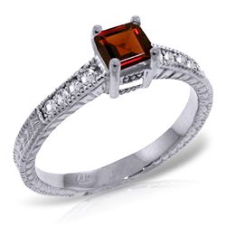 14K White Gold .50ct Garnet & Diamond Ring