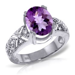 14k White Gold 3.0ct Amethyst & Diamond Ring