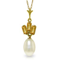 14k Yellow Gold Pearl & 0.68ct Citrine Necklace