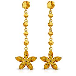 14k YG Citrine Flower Dangle Earrings