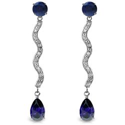 14k WG Sapphire & Diamond Curved Bar Earrings