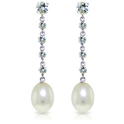 14k WG Aquamarine & Pearl Drop Earrings