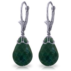14K White Gold 29.60ct Briolette Emerald  Earring