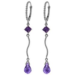 14K White Gold 2.5ct & 1.0ct Amethyst Leverback Earring