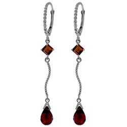 14K White Gold 2.5ct & 1.0ct Garnet Leverback Earring