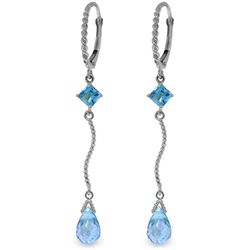14K W. GOLD 2.50ct BLUE TOPAZ LEVERBACK EARRING