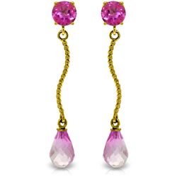 14k Yellow Gold Pink Topaz Dangle Earrings