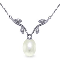 14k White Gold Pearl & Diamond Necklace