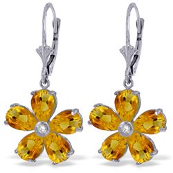14k Solid Gold 4.40ct Citrine & Diamond Earrings