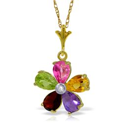 14k Solid Gold Multi Gemstone & Diamond Necklace