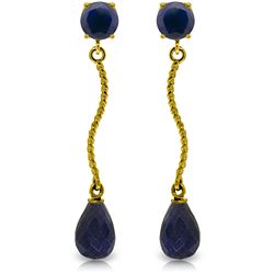 14k Solid Gold Sapphire Drop Dangle Earrings