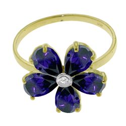 2.20ct Sapphire & DIAMOND Flower Ring in 14k YG