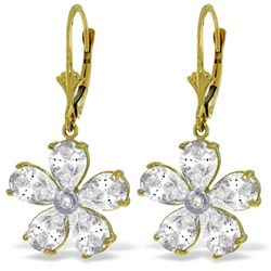 14k Solid Gold White Topaz & Diamond Earrings