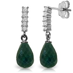 14K White Gold 6.60ct Emerald & Diamond Earring